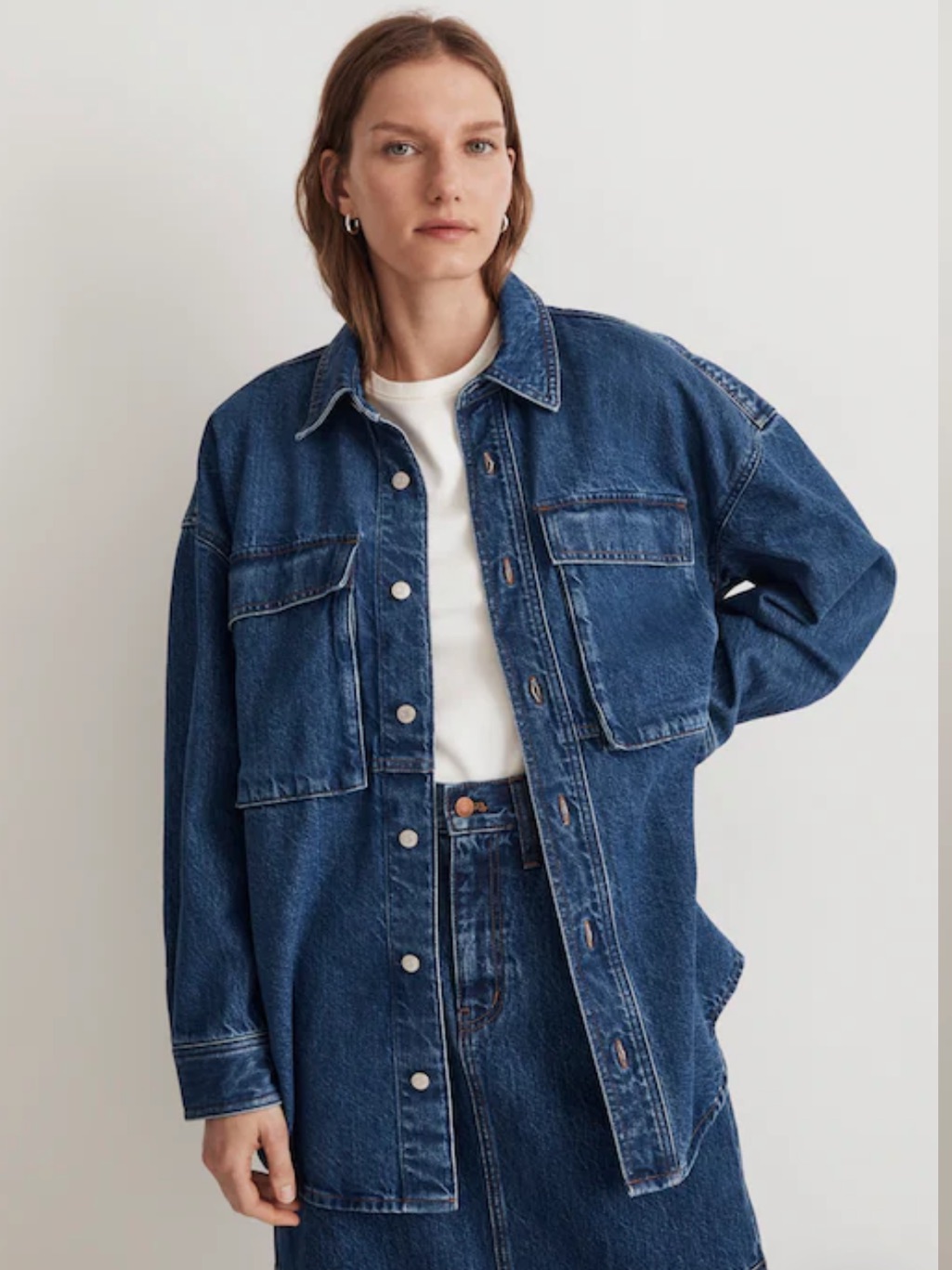 Madewell Denim Oversized Cargo Shirt Jacket In Palmerston Wash, Small